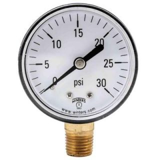Winters Instruments PEM Series 2 in. Plastic Case Brass Internals Pressure Gauge with 1/4 in. NPT LM and Range of 0 30 psi Only PEM200