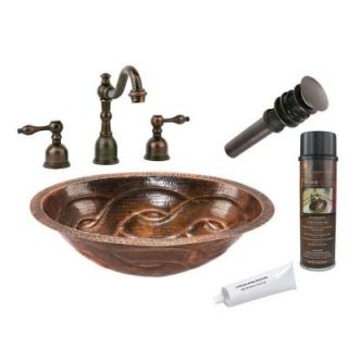 Premier Copper Products All in One Oval Braid Under Counter Hammered Copper Bathroom Sink in Oil Rubbed Bronze BSP2_LO19FBDDB