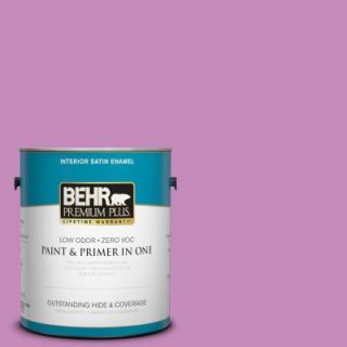 BEHR Premium Plus 1 gal. #P110 4 Rock Star Pink Satin Enamel Interior Paint 740001