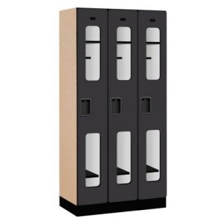 Salsbury Industries S 31000 Series 36 in. W x 76 in. H x 18 in. D Single Tier See Through Designer Wood Locker in Black S 31368BLK