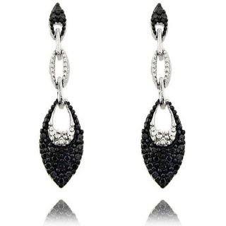 Finesque Sterling Silver Black Diamond Accent Dangle Earrings