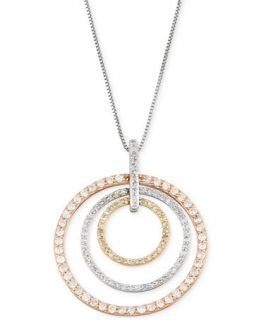 Diamond Circle of Love Tri Tone Pendant Necklace (3/4 ct. t.w.) in 10k