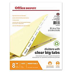 Brand Insertable Dividers With Big Tabs Buff Clear Tabs 8 Tab Pack Of 4 Sets