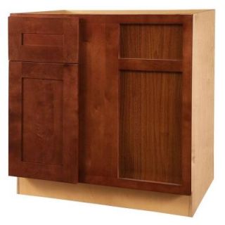 Home Decorators Collection 36x34.5x24 in. Kingsbridge Assembled Base Blind Corner Right with Door and Drawer in Cabernet BBCU42R KCB