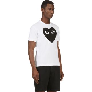 Comme des Garçons Play White Heart Print Logo T Shirt
