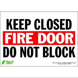 ZING 1083S Fire Door Sign, 7 x 10In, R and BK/WHT, ENG