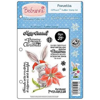 Crafters Companion Bebunni EZMount™ 5 1/2 x 8 1/2 Cling Rubber Stamp Set, Poinsettia