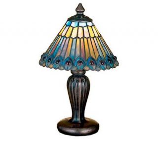 Meyda Tiffany Style Jeweled Peacock Mini Lamp —