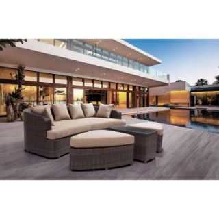 ZUO Cove Beach 4 Piece All Weather Wicker Patio Lounge Set with Beige Cushions 703060