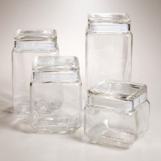 Stackable Square Glass Jars with Lids