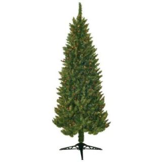 General Foam 7 ft. Pre Lit Slender Spruce Artificial Christmas Tree with Multi Colored Lights HD LPM7000