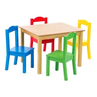 Tot Tutors Wood Table and 4 Chairs in Primary Colors