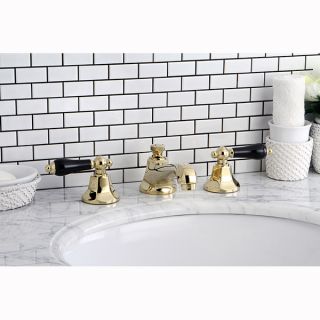 Polished Brass & Black Widespread Bathroom Faucet  