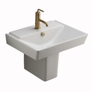 KOHLER R ve 18.43 in H Honed White Fire Clay Complete Pedestal Sink