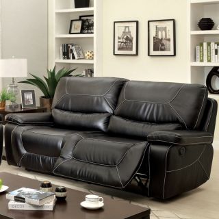 Furniture of America Frasien Modern Bonded Leather Reclining Sofa