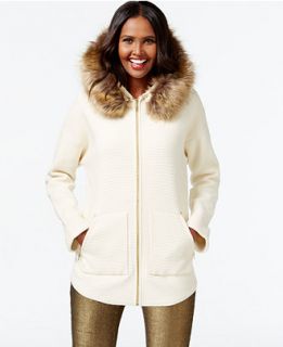 INC International Concepts Faux Fur Collar Sweater Jacket, Only at