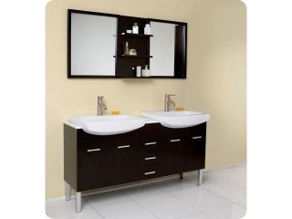 Fresca Vetta Espresso Modern Double Sink Bathroom Vanity w/ Mirror