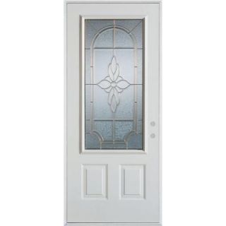 Stanley Doors 36 in. x 80 in. Traditional Brass 3/4 Lite 2 Panel Prefinished White Left Hand Inswing Steel Prehung Front Door 1300E D 36 L