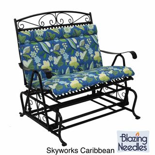 All Weather Blue Floral Outdoor Double Glider Chair Cushion