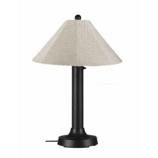 Patio Living Concepts Catalina 34 in. Outdoor Black Table Lamp with Silver Linen Shade 27640