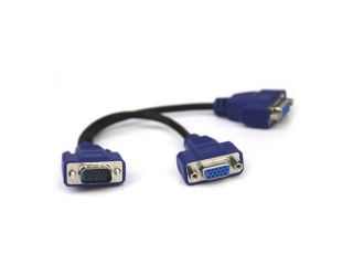 8inch VGA Male to 2x VGA Female Splitter Cable (Black)