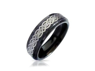 Bling Jewelry Celtic Knot Black Tungsten Wedding Ring 8mm