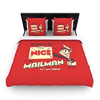 KESS InHouse Be Nice To The Mailman by Roberlan Woven Duvet Cover; Queen