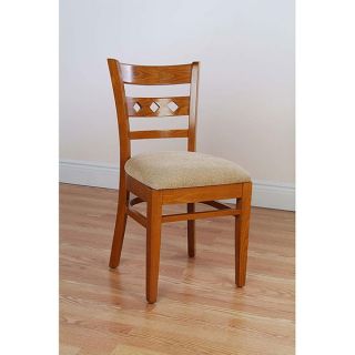 Medium Oak and Leatherette Diamond Back Side Chairs (Set of 2)