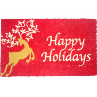 Holiday Living HOLIDAY PROMO Red/Tan Rectangular Door Mat (Common 18 in x 30 in; Actual 17.6 in x 29.4 in)