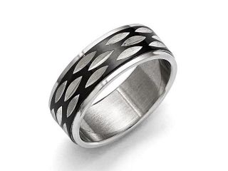 Stainless Steel Polished Black IP plated 8mm Grooved Ring