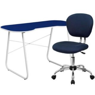 Office Desk and Roller Chair Set Navy, White