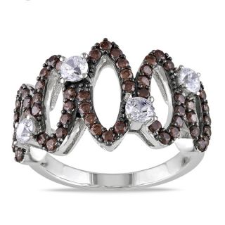 by Miadora Sterling Silver Brown and White Cubic Zirconia Ring
