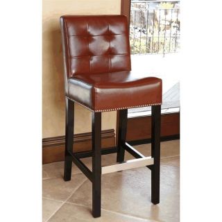Abbyson Living Linden 30" Leather Bar Stool in Red   BR BS1018L A BS RED
