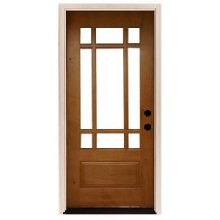 Steves & Sons 36 in. x 80 in. Craftsman 9 Lite Stained Knotty Alder Wood Prehung Front Door A3109 6 AW WJ 4ILH