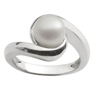 Pearls For You Sterling Silver White Freshwater Button Swirl Ring (8 8