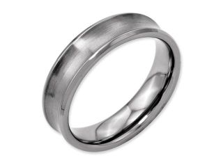 Titanium Concave 6mm Brushed and Polished Comfort Fit Wedding Band Ring (SIZE 14 )