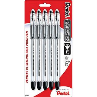 Pentel R.S.V.P. Ballpoint Pens, Fine, Black, 5/Pack