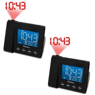 Electrohome EAAC601 Projection Alarm Clock Radio with Battery Backup & Dual Alarm  BONUS 2 Pack