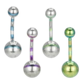 Supreme Jewelry Anodized Titanium and Steel Candy Strips Belly Rings