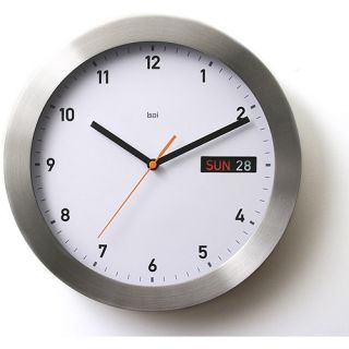Bai Design Modern Aluminum Wall Clock with Automatic Day and Date