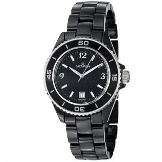 Grovana Mens 4001.1187 Black Dial Black Ceramic Bracelet Quartz Watch