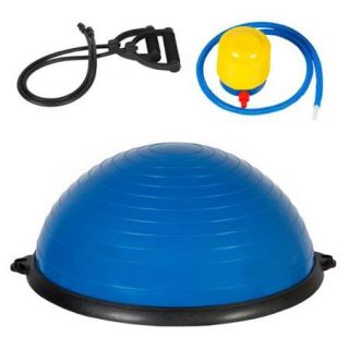 Exercise Fitness Blue Yoga Balance Trainer ball W/ Resistance Bands & Pump
