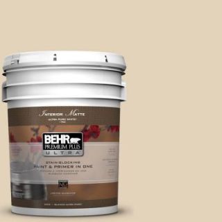 BEHR Premium Plus Ultra 5 gal. #BXC 50 Stucco White Matte Interior Paint 175005