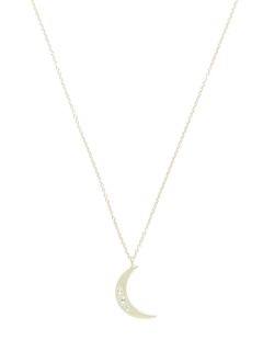 Gold & Diamond Crescent Moon Pendant Necklace by Me&Ro 18K