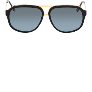 Straight bridge aviator sunglasses in black and gold. Subtly polygonal