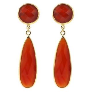 32.00 Ct Red Onyx 30x10mm and 12mm Pear Shape 925 Silver Dangle Earrings