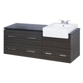 American Imaginations 60 in. W x 20 in. D Plywood Melamine Vanity in Dawn Grey with Quartz Vanity Top in Black Galaxy with Basin AI 1621