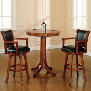 Hillsdale Park View 3 Piece Pub Table with Stools in Medium Brown Oak   4186PTBS