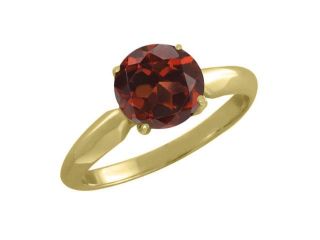 1.85 Ct Round Red Garnet Yellow Gold Plated Sterling Silver Ring