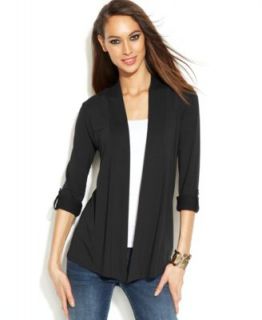 INC International Concepts Roll Tab Sleeve Open Front Cardigan